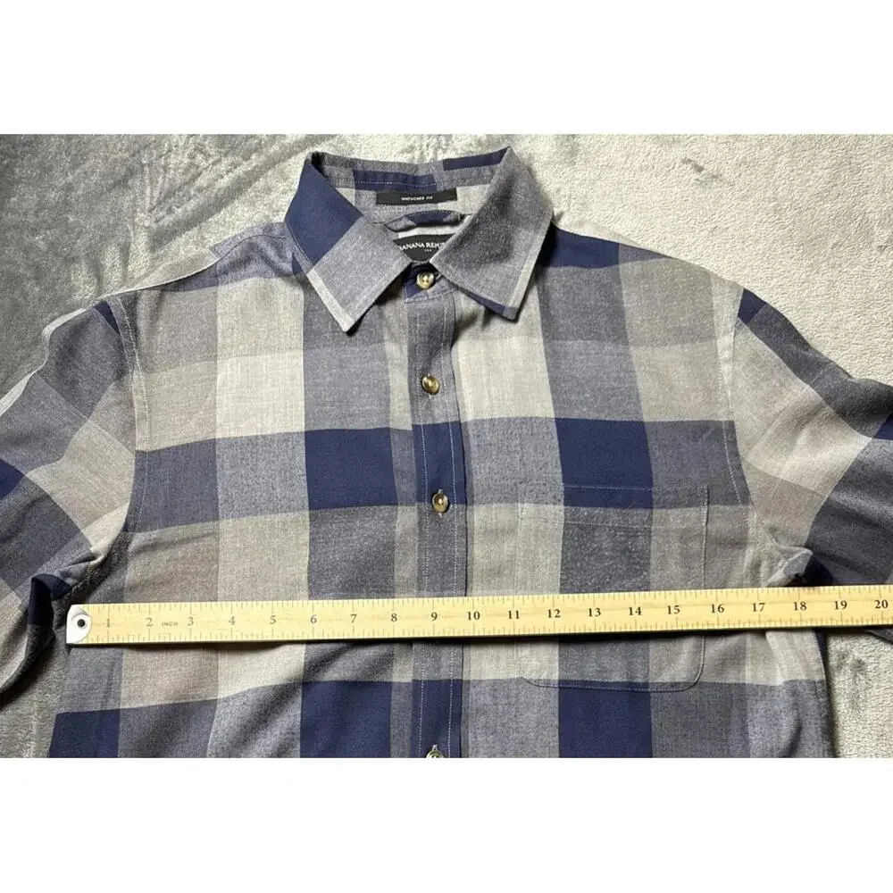 Banana Republic Men’s Flannel Untuck Fit Button Up Shirt Plaid Small Super Soft - Picture 6 of 6